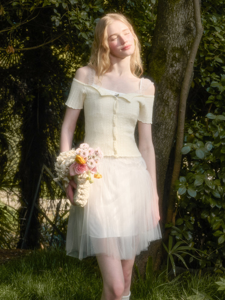 Summer-Colored One-Shoulder Cardigan - CHINASQUAD