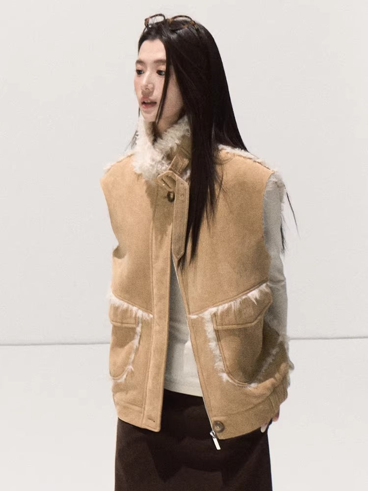 Faux Shearling Suede Jacket & Vest