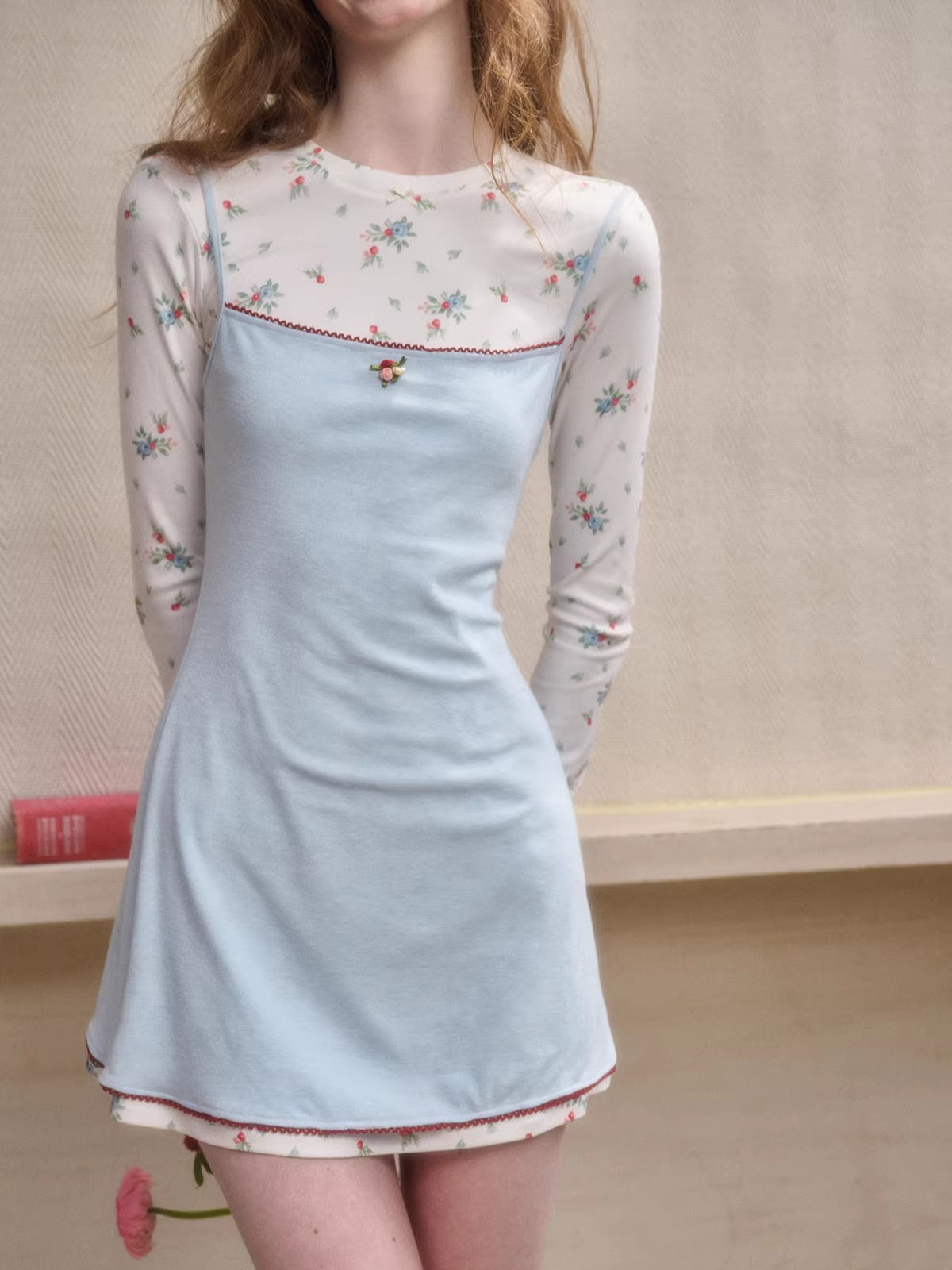 Mediterranean Floral Two-Piece Dress Set