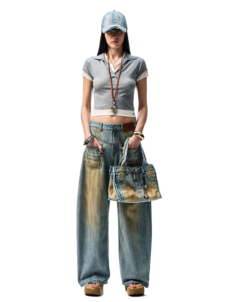 Color-Blocking Fake Two-piece Knit Polo Shirt - CHINASQUAD