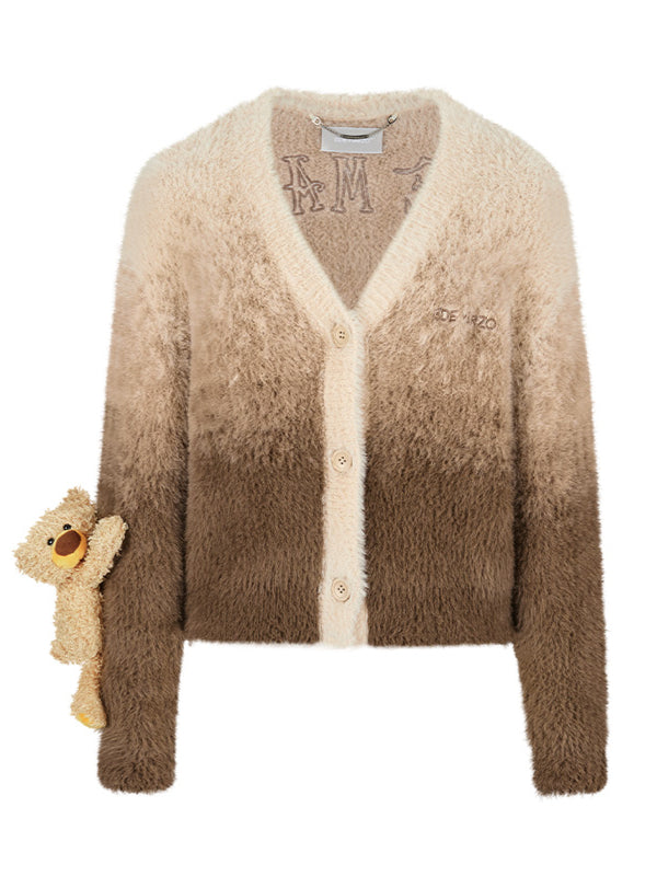 Khaki & Pink Doozoo Gradient Cardigan - CHINASQUAD