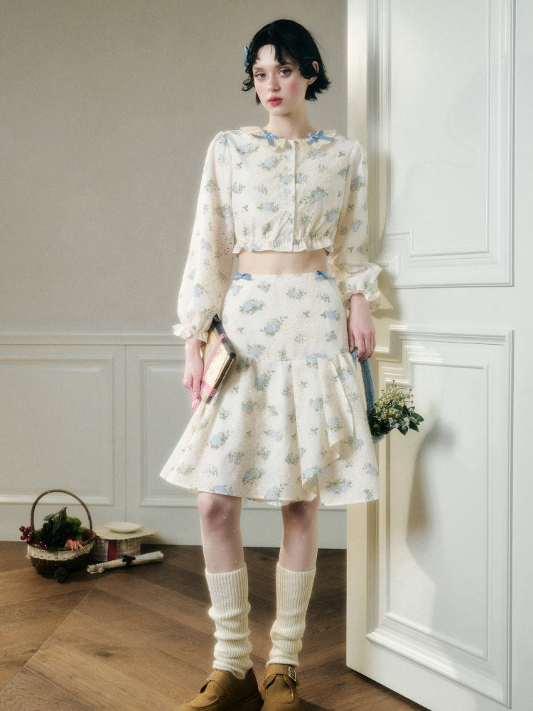 Comfortable Cotton Embroidered Shirt & Skirt Set - CHINASQUAD