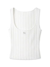 Hollow-out Square Neck Knit Tank Top - CHINASQUAD
