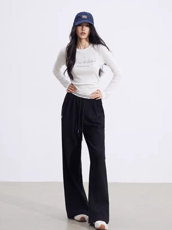 Layered-Effect Panelled Wide-Leg Pants