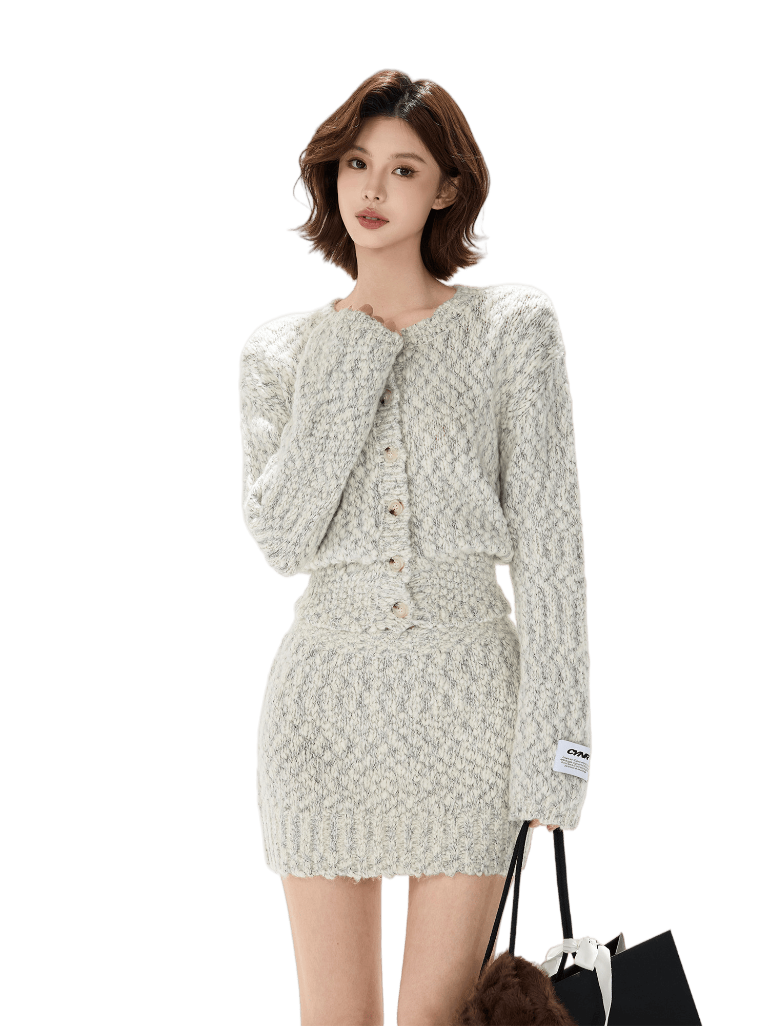 Knit Cardigan & Mini Skirt Tweed-Style Set – CHINASQUAD