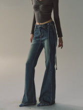 Vintage Distressed Flared Denim Jeans - CHINASQUAD