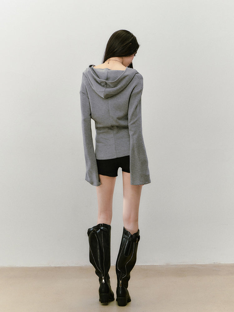 Flared Sleeve Waist-cinched Hooded Jacket - CHINASQUAD