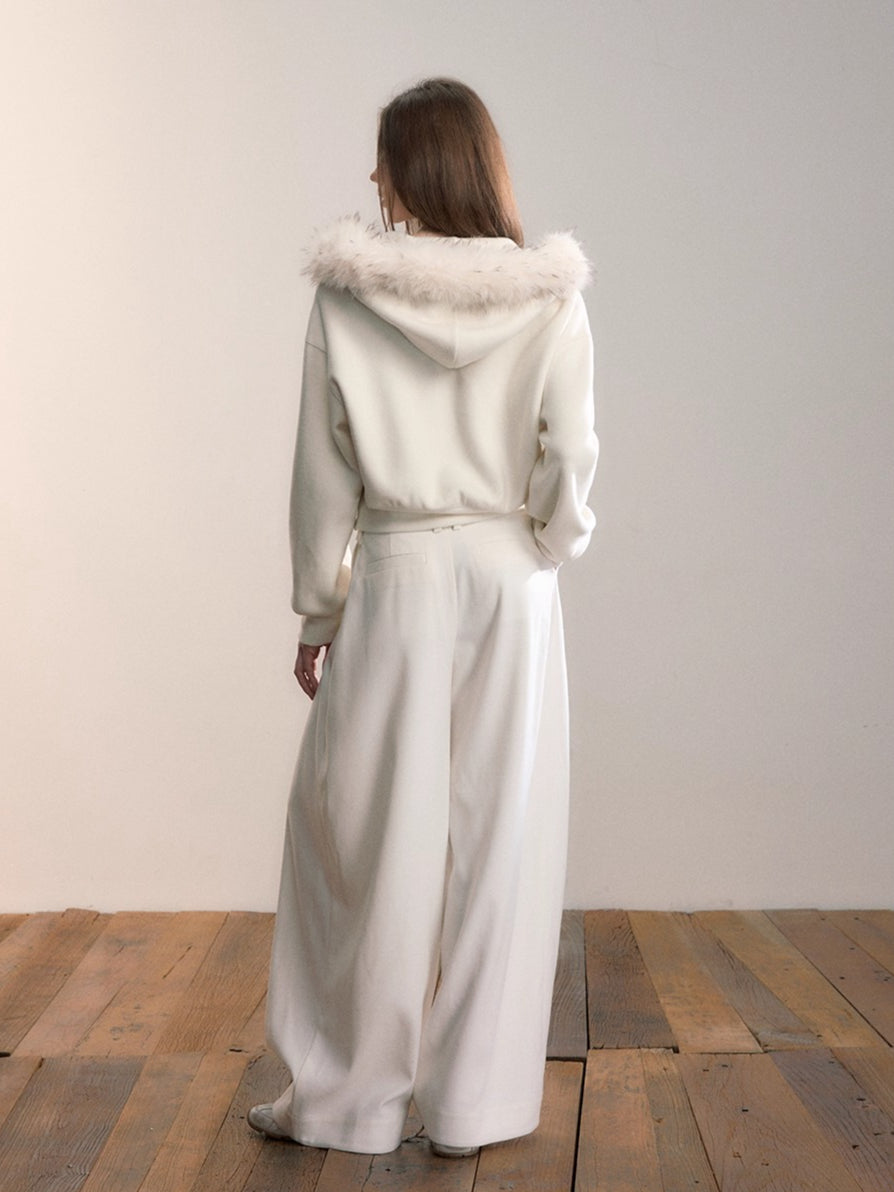 Tailored Pleated Wide-Leg Trousers