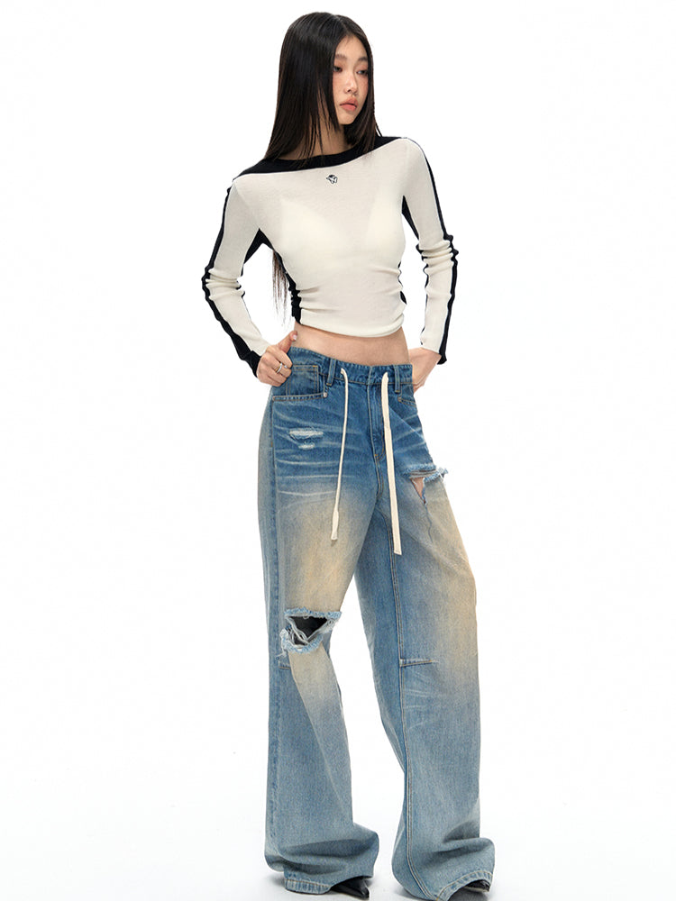 3D Whisker Ripped Jeans - CHINASQUAD