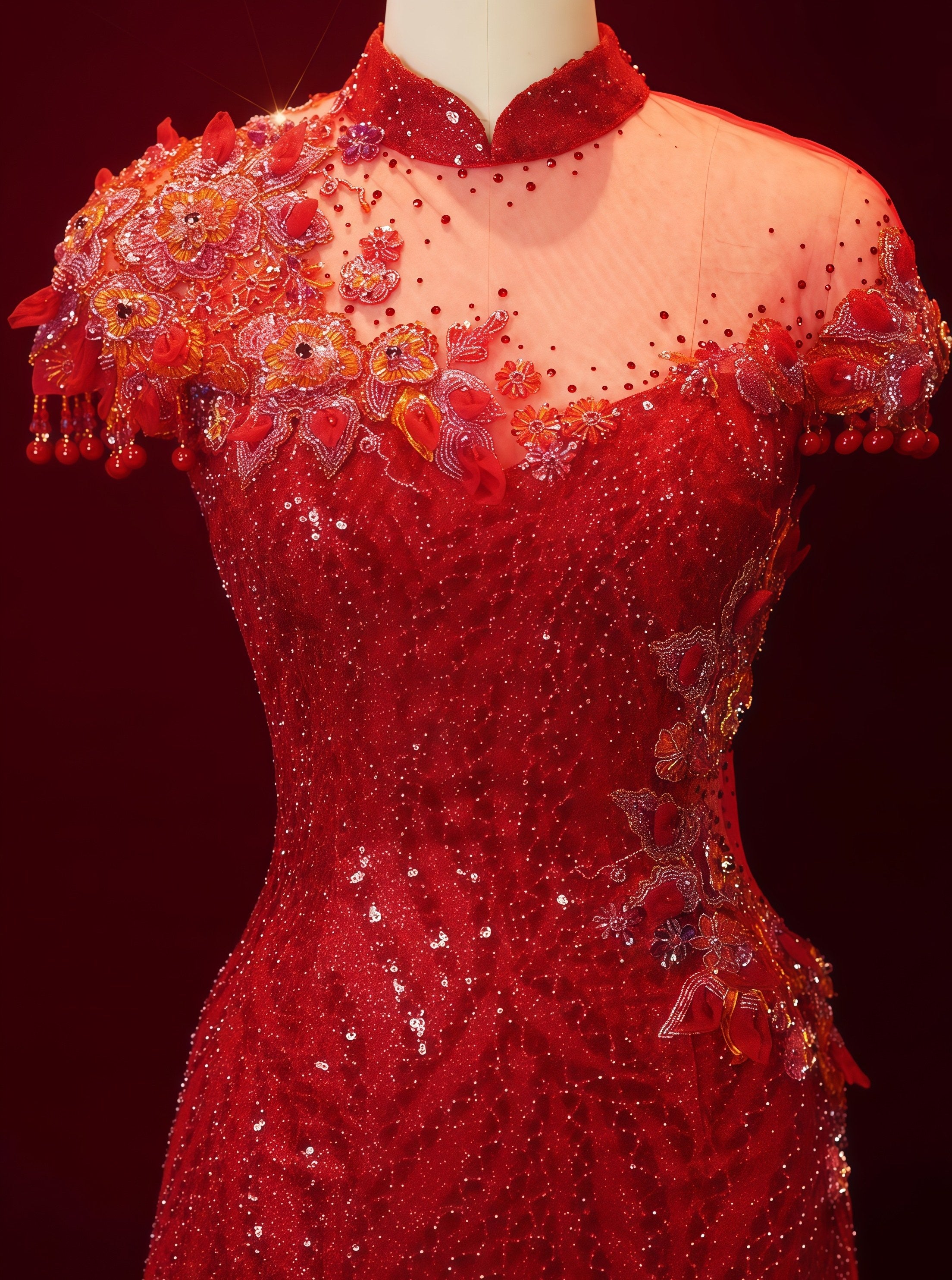 Scarlet Illusion Embroidered Sequin Mini Dress