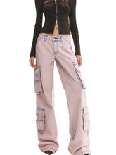 Pink Vintage Washed Cargo Pants - CHINASQUAD