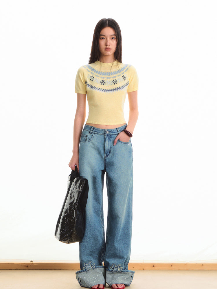 Fair Isle Jacquard Knit T-shirt - CHINASQUAD