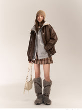 Faux Leather & Shearling Down Jacket - CHINASQUAD