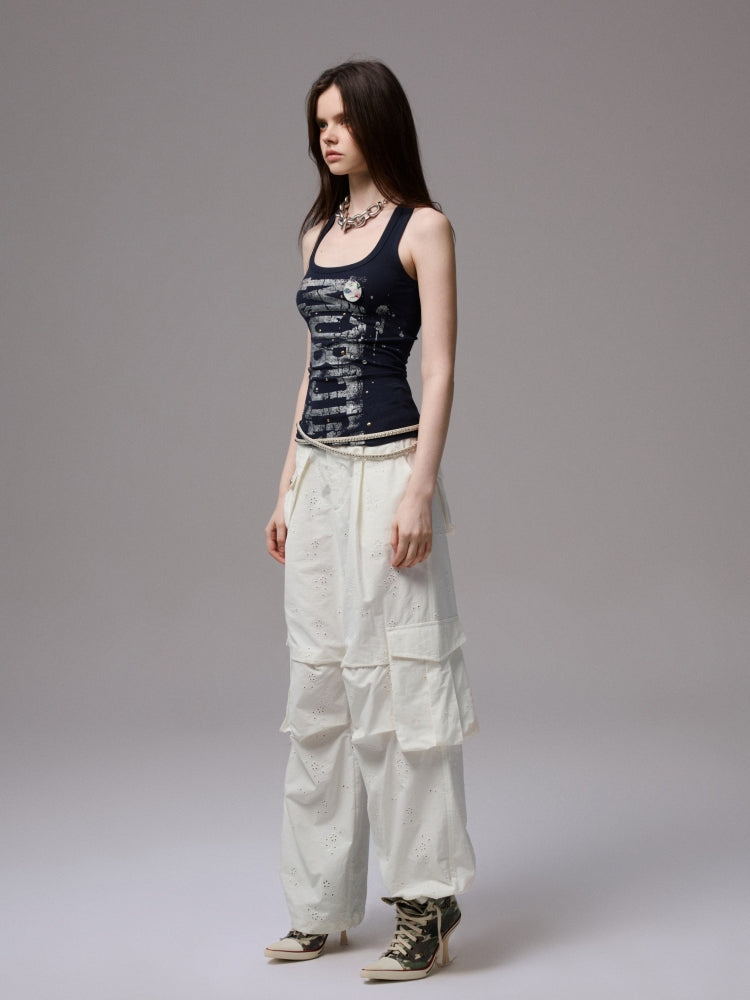 Hot-Stamped Gold & Silver Letter Printed Vest - CHINASQUAD