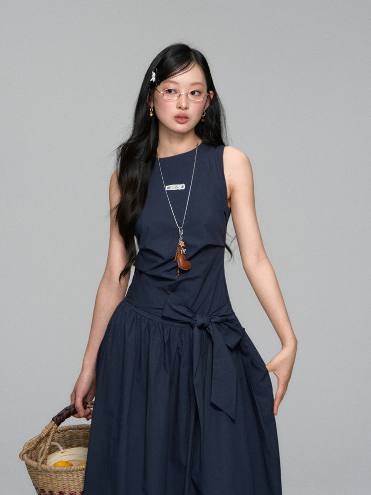 Sleeveless Tie-Waist A-Line Sundress - CHINASQUAD