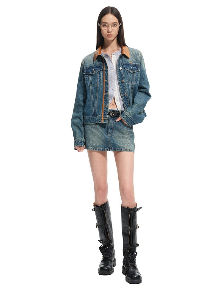 "Savanna Series" Washed Panel Denim Jacket - CHINASQUAD