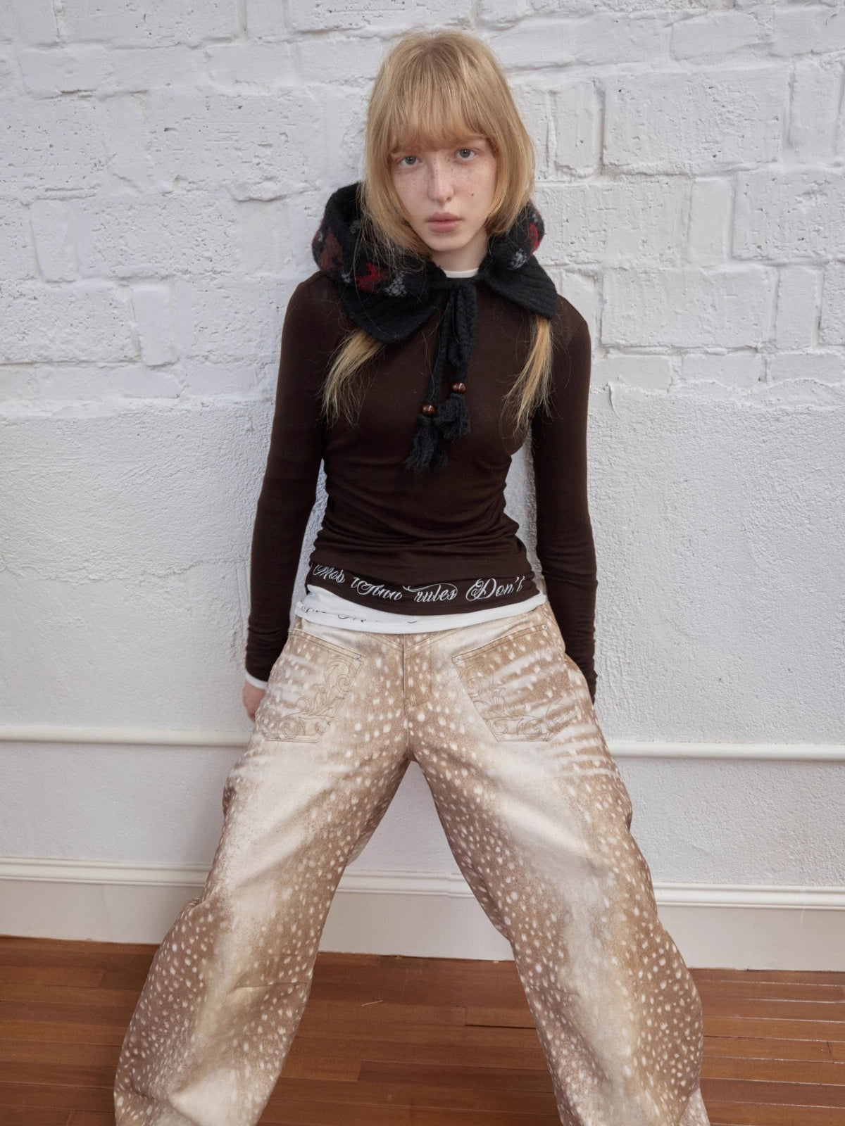 Basic Round-Neck Letter Print Semi-Sheer T-Shirt - CHINASQUAD