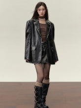 Vintage PU Leather Jacket & Skirt Two-Piece Set - CHINASQUAD
