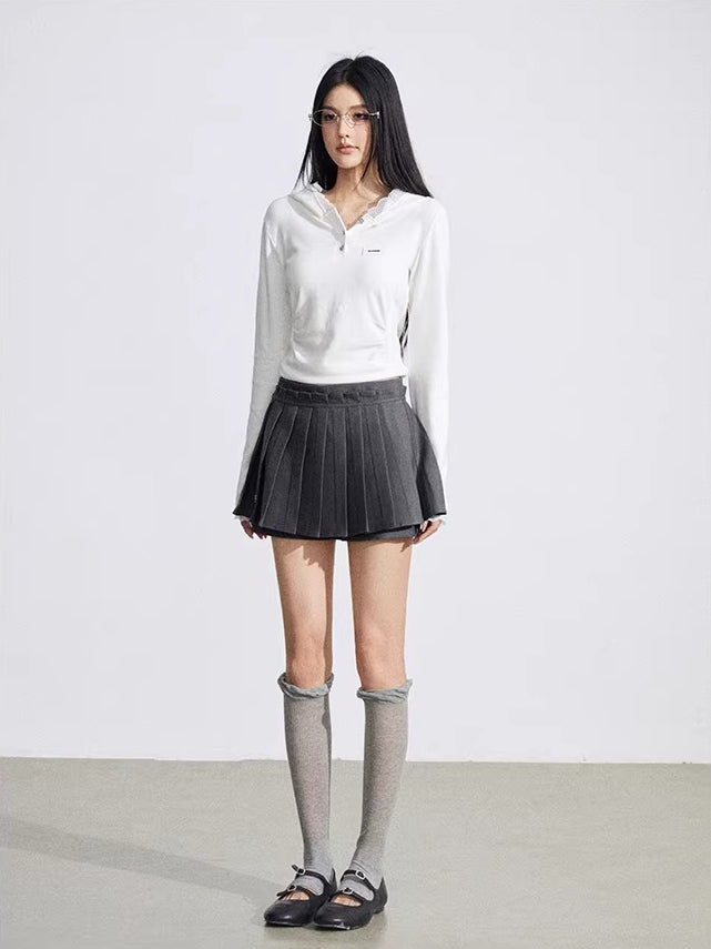 Pleated Layered Mini Skirt