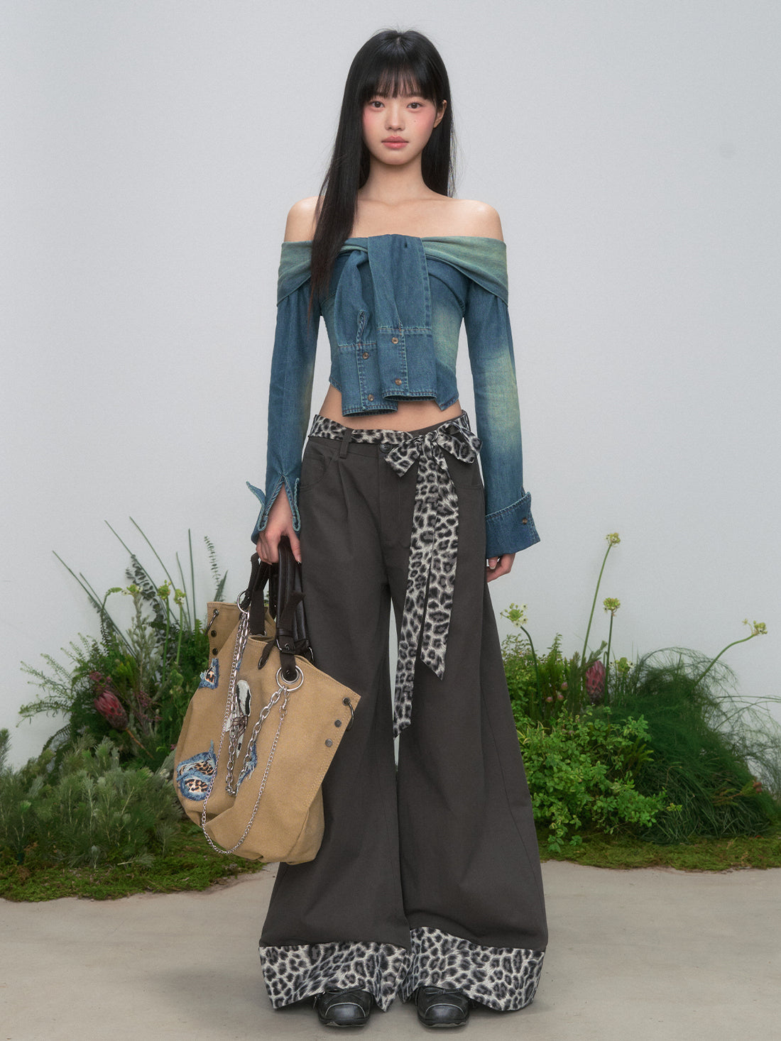 Vintage Wash Denim Off-Shoulder Bustier Top - CHINASQUAD