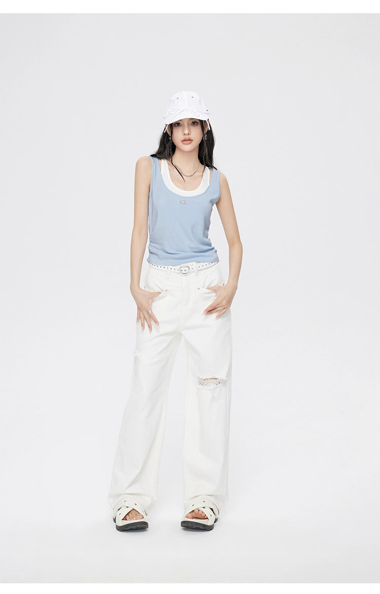 Blue & Black U-Neck Vest - CHINASQUAD