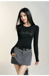 Black & Gray High-waisted Vintage-style Skirt - CHINASQUAD
