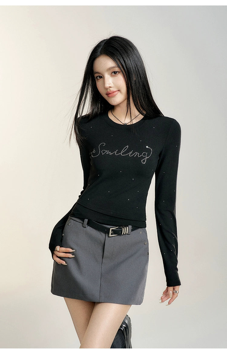 Black & Gray High-waisted Vintage-style Skirt - CHINASQUAD
