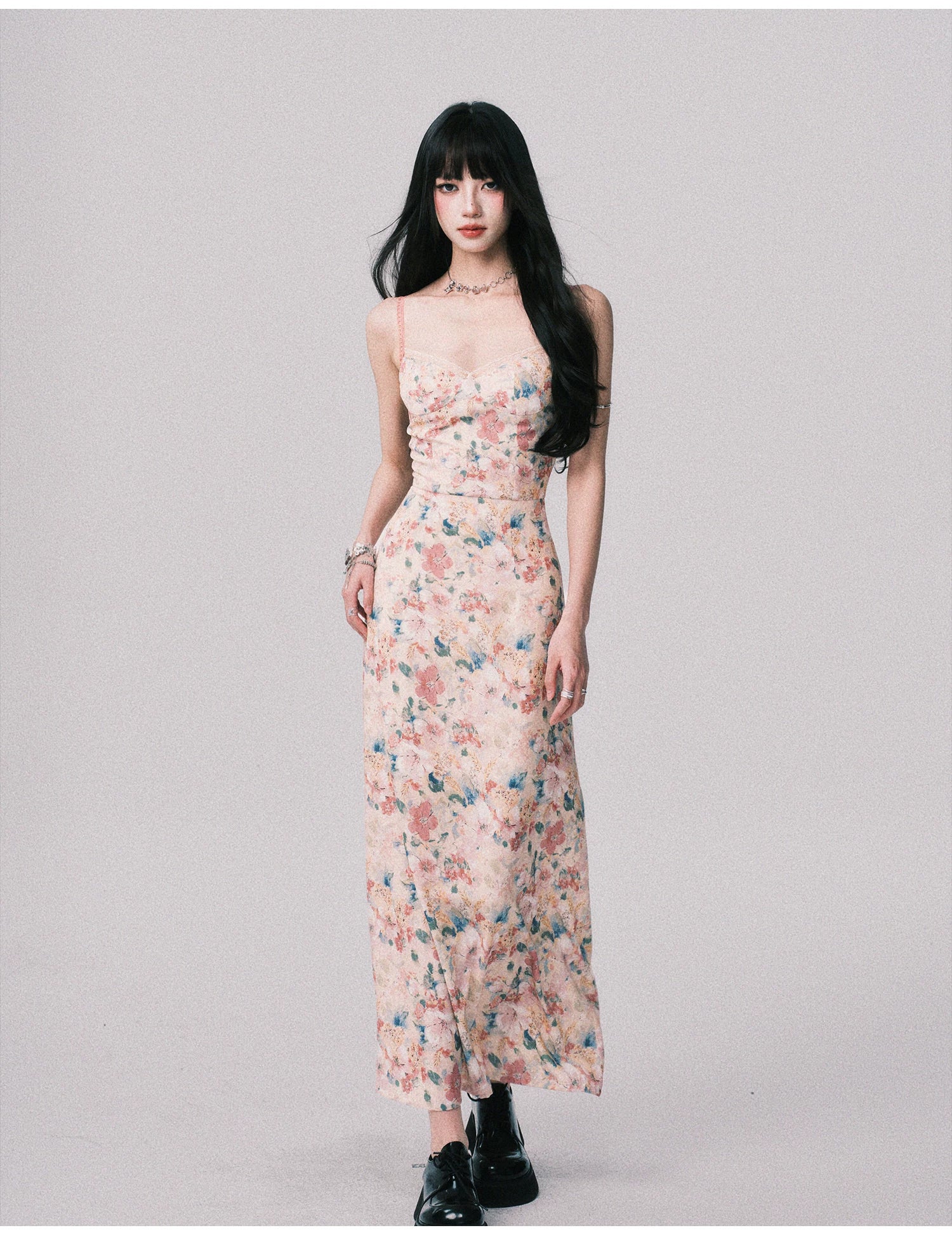Floral French Vacation Slip Maxi Dress