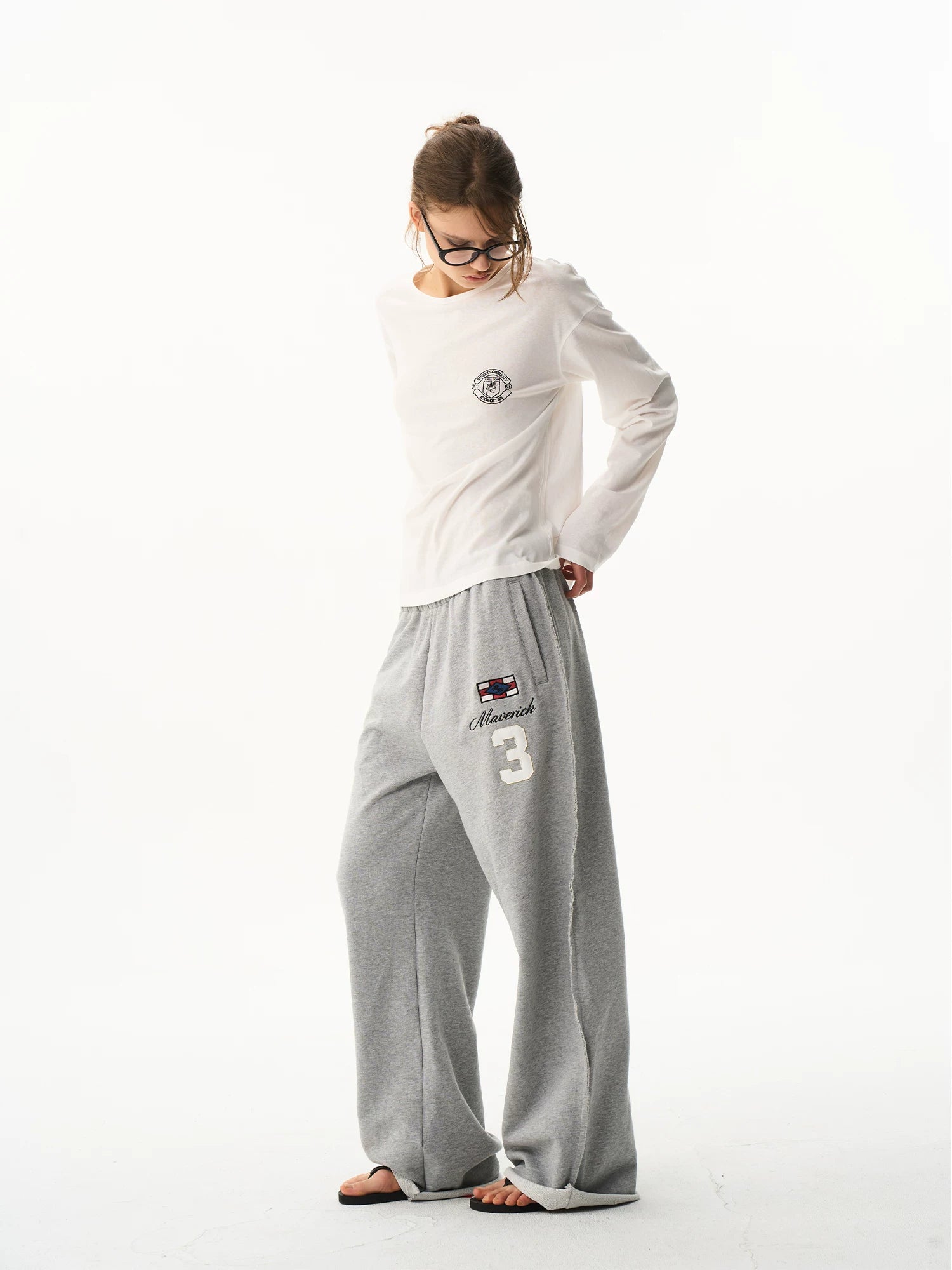Multi-Color Embroidered Raw-Edge Sweatpants