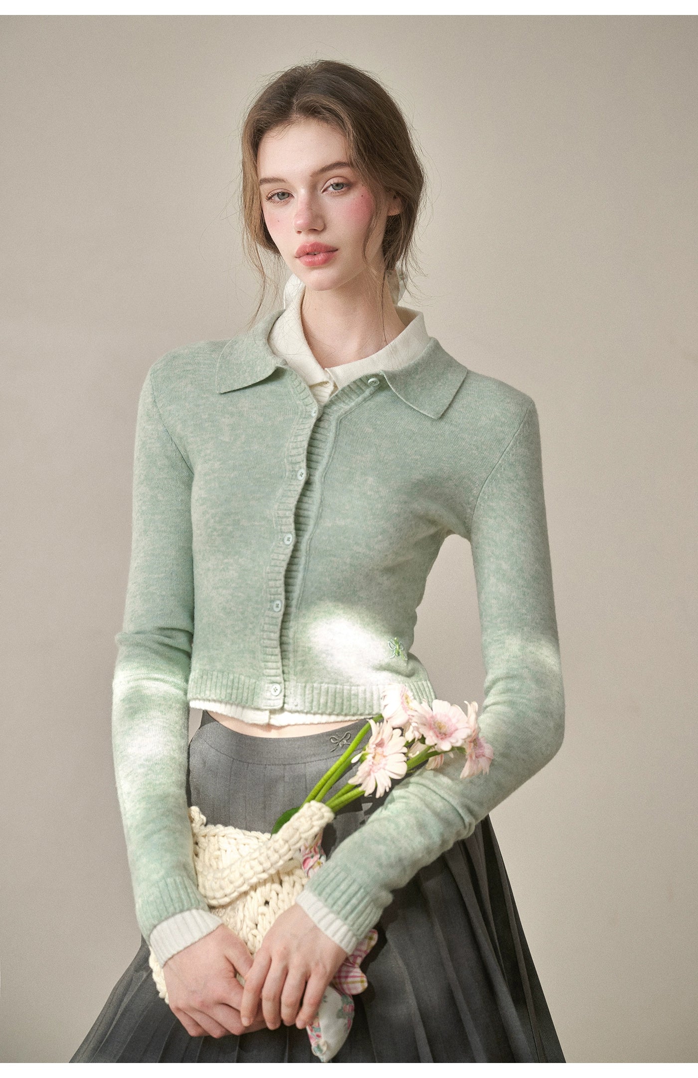 Silky Wool Cropped Cardigan