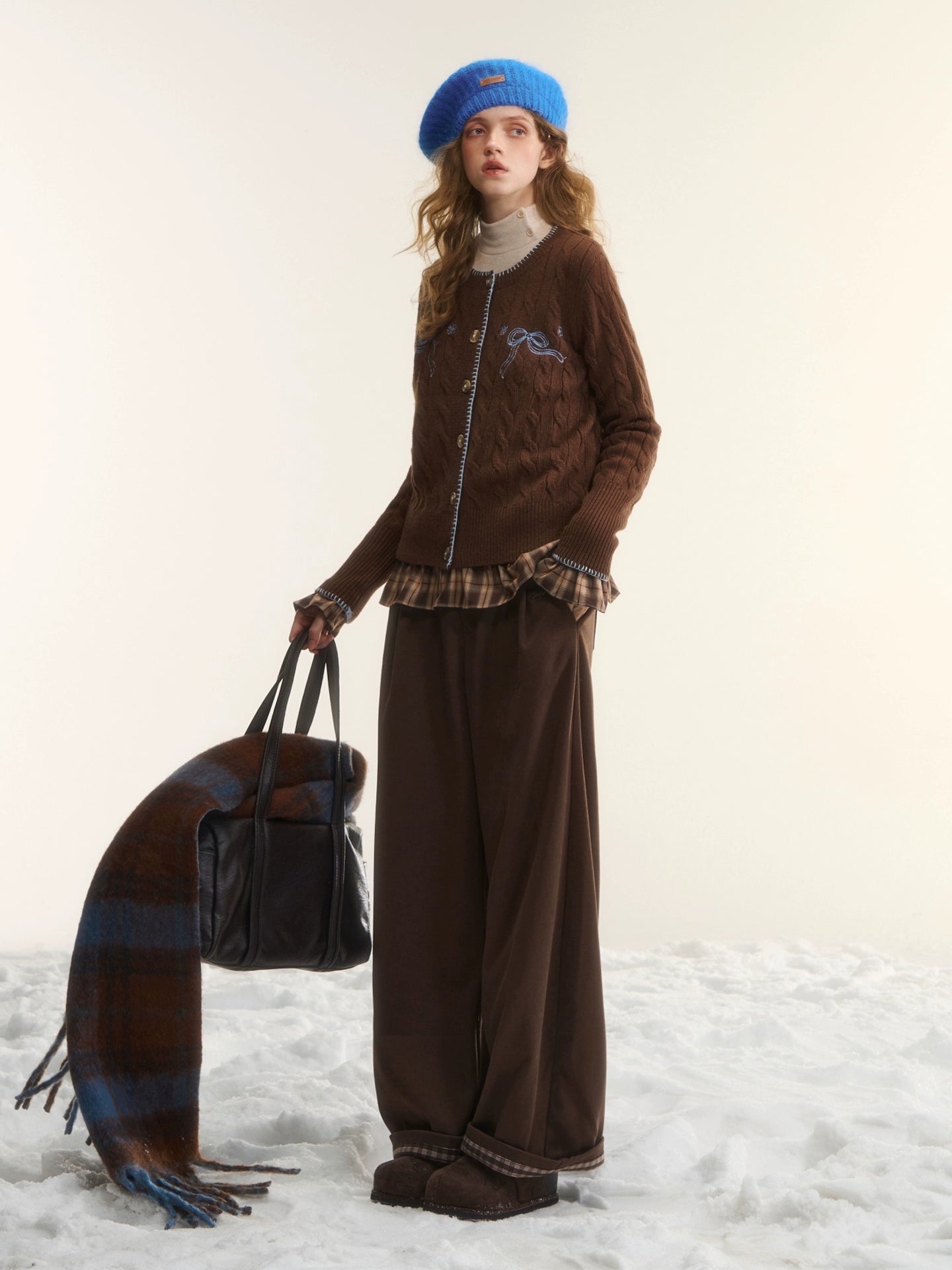 Fleece-Lined Relaxed Belted Trousers