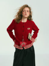 (Final Sale) Plaid Trim Cardigan Sweater - CHINASQUAD