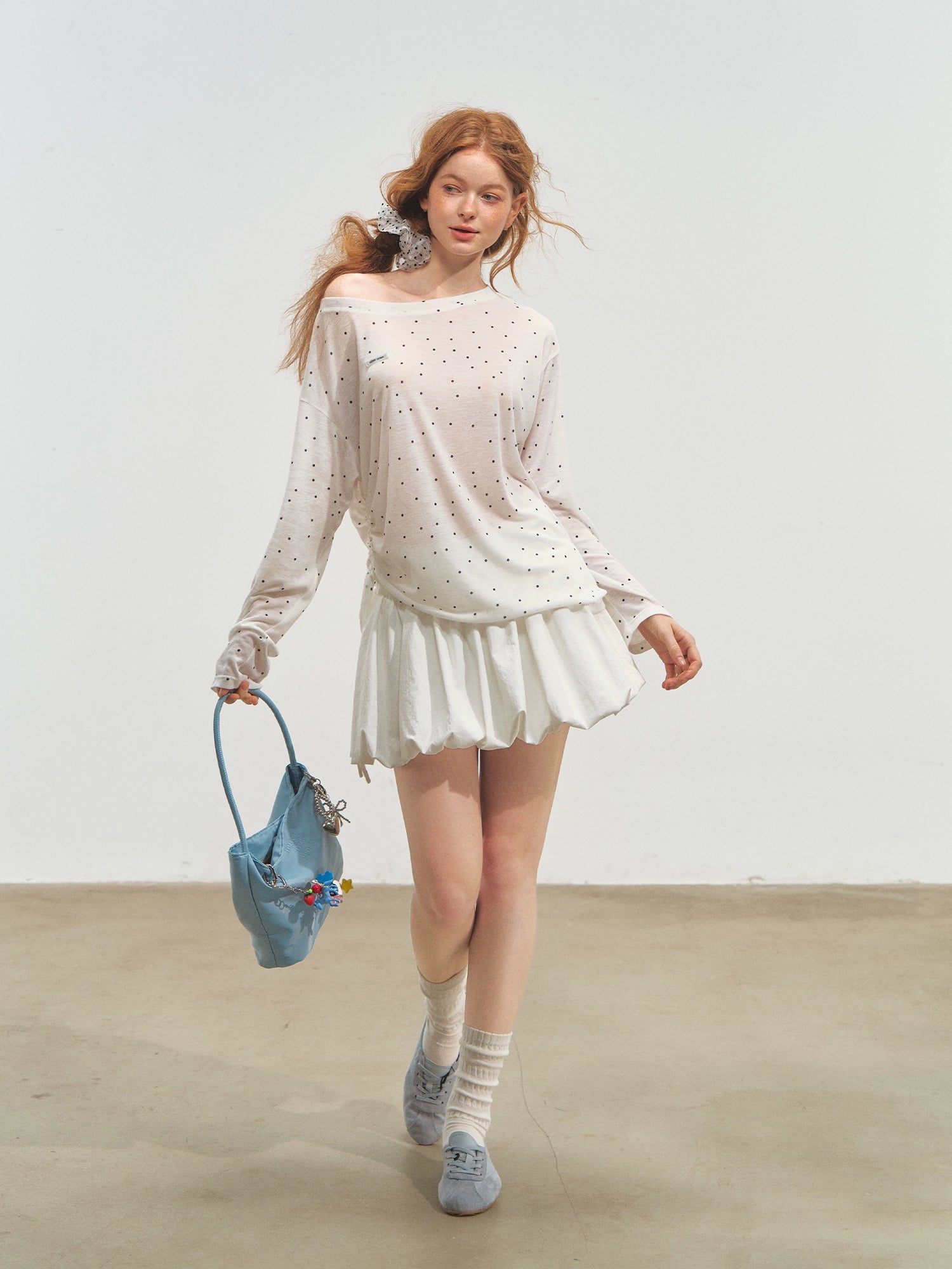 White Ballet-style Puff Midi Skirt - CHINASQUAD
