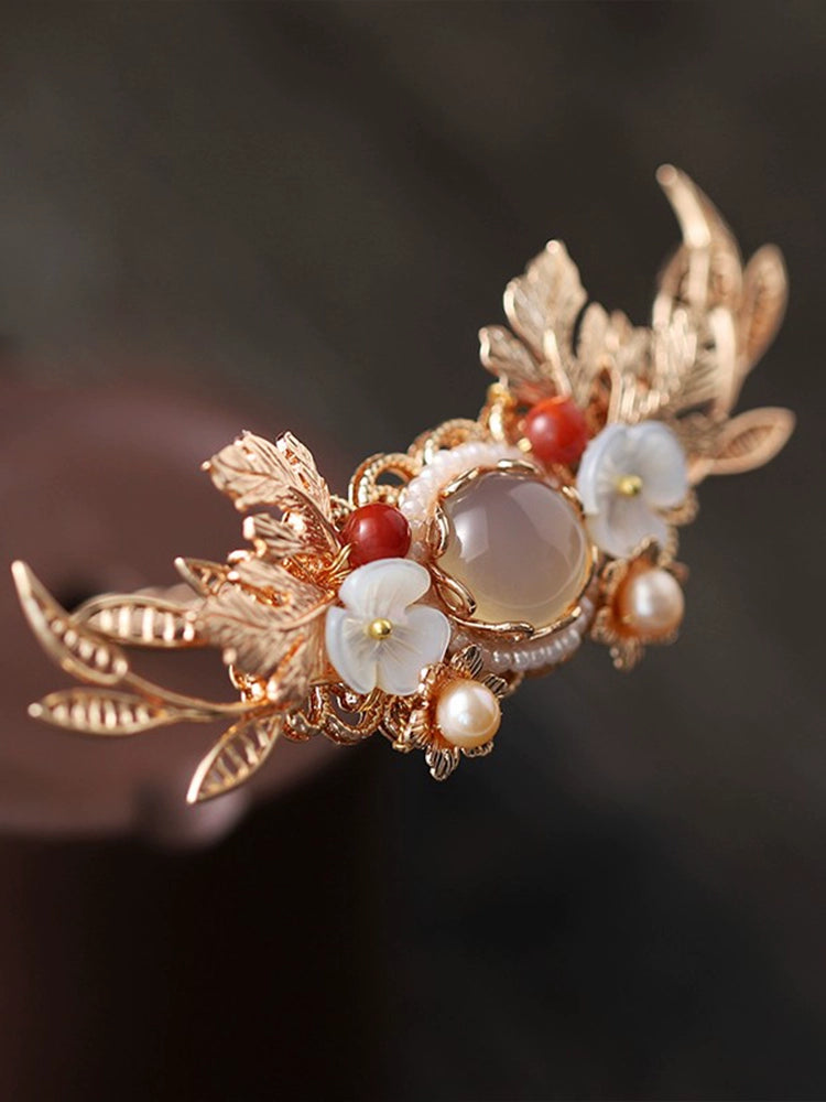 Handmade Pearl and Agate Hair Crown - CHINASQUAD
