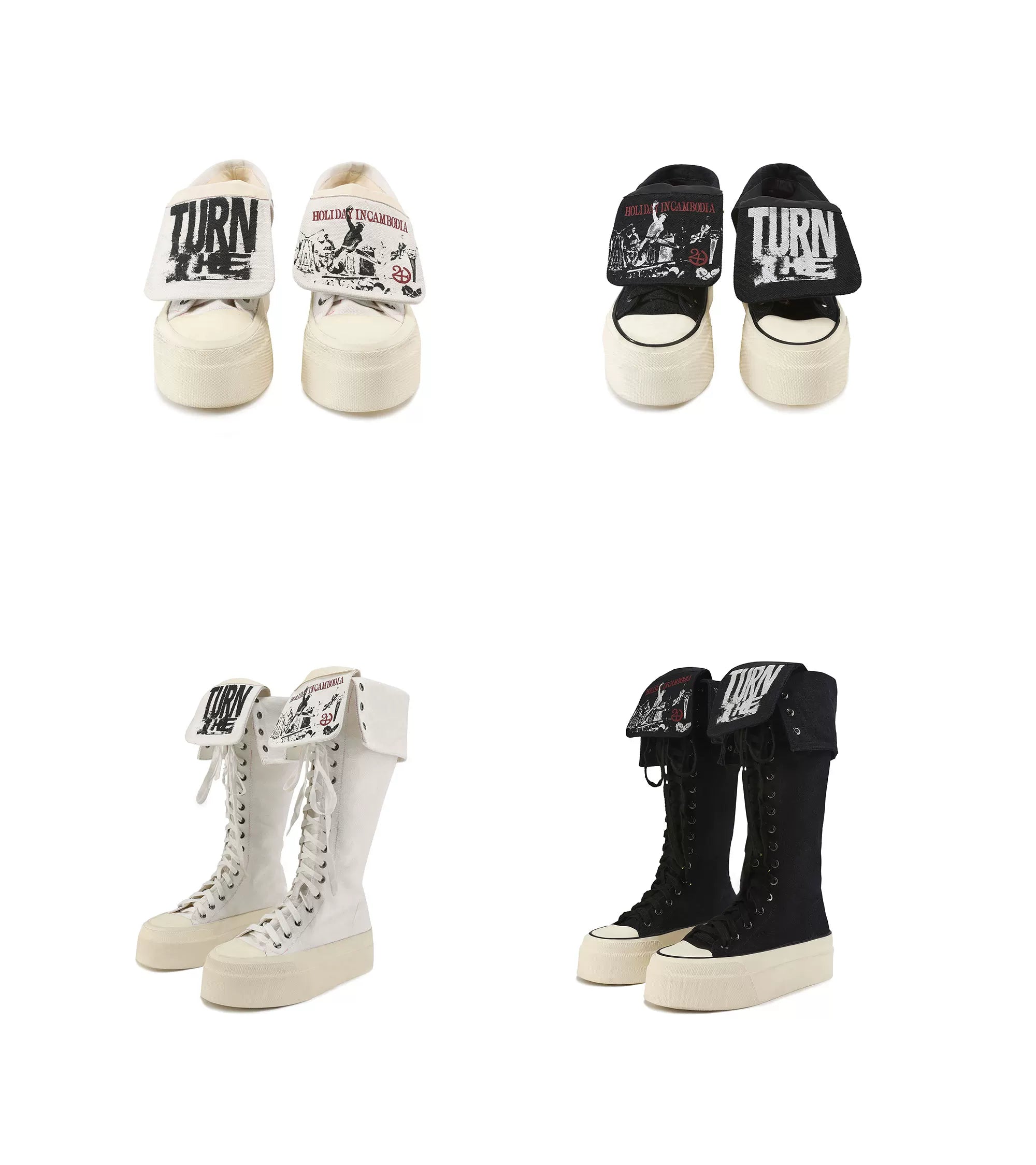 Reversible Tongue Graphic Canvas Boots
