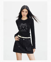 MacyMccoy Bow Graphic Long-Sleeve T-shirt - CHINASQUAD