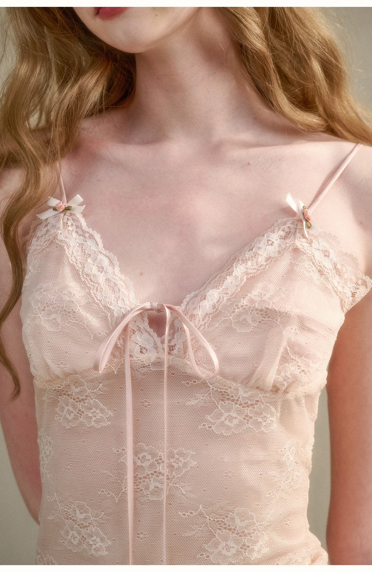 Soft Glow French Lace Ruched Camisole