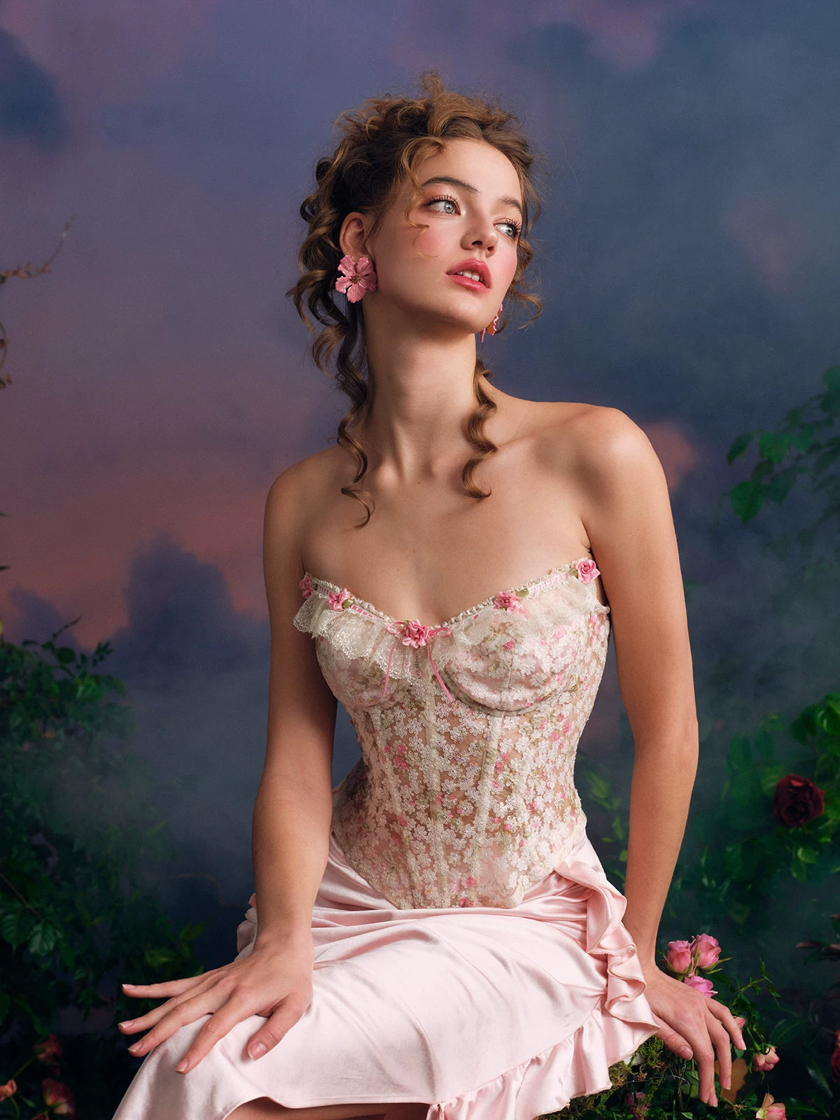 French Couture Lace Bustier & Skirt Set