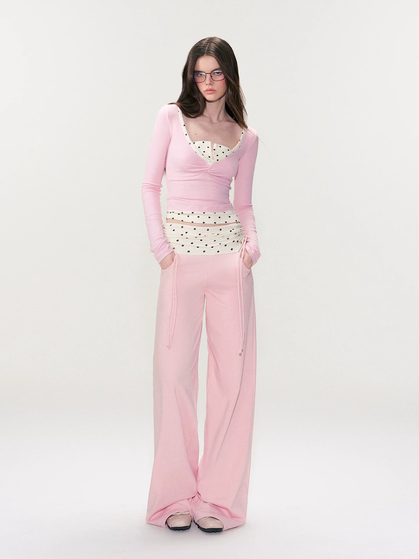 Drawstring Waist Straight-Leg Pants