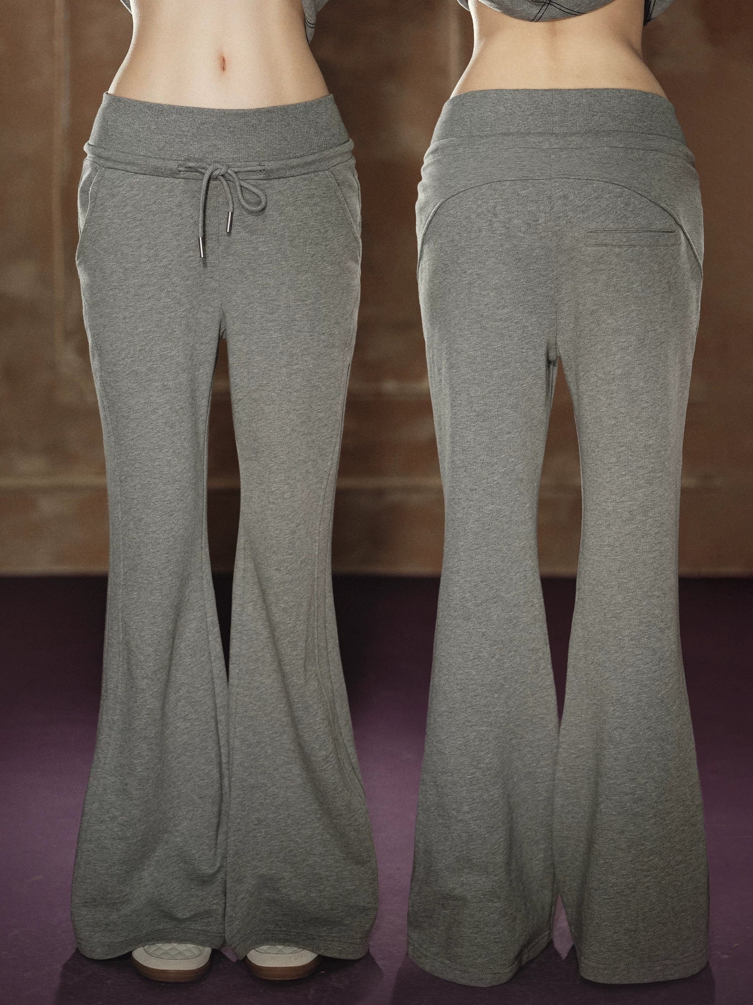 Off-Shoulder Sweatshirt & Flared Wide-Leg Sweatpants Set