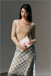 Mesh Lace Up Backless Blouse - CHINASQUAD