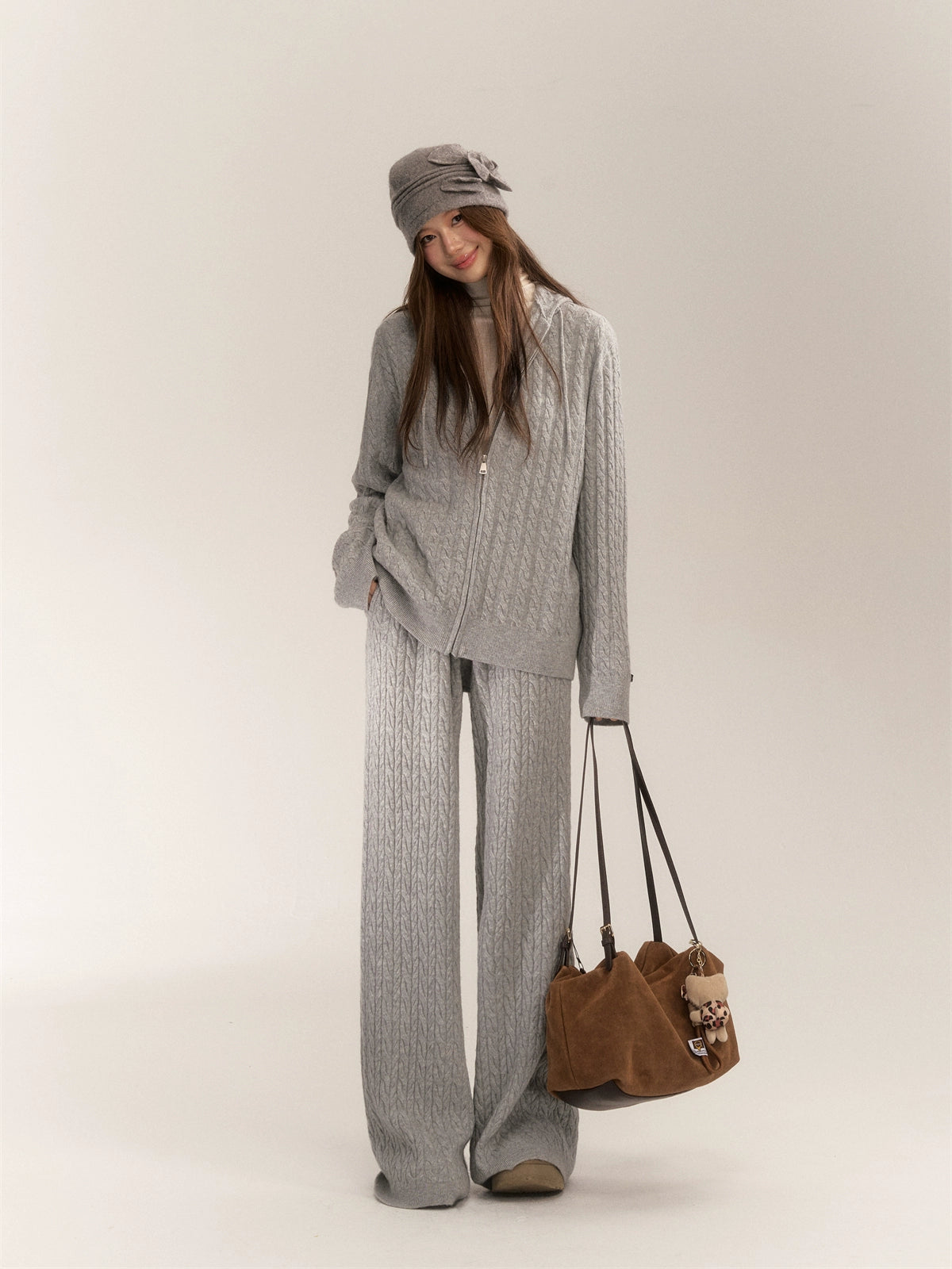 Wool Blend Hooded Knit Cardigan - CHINASQUAD