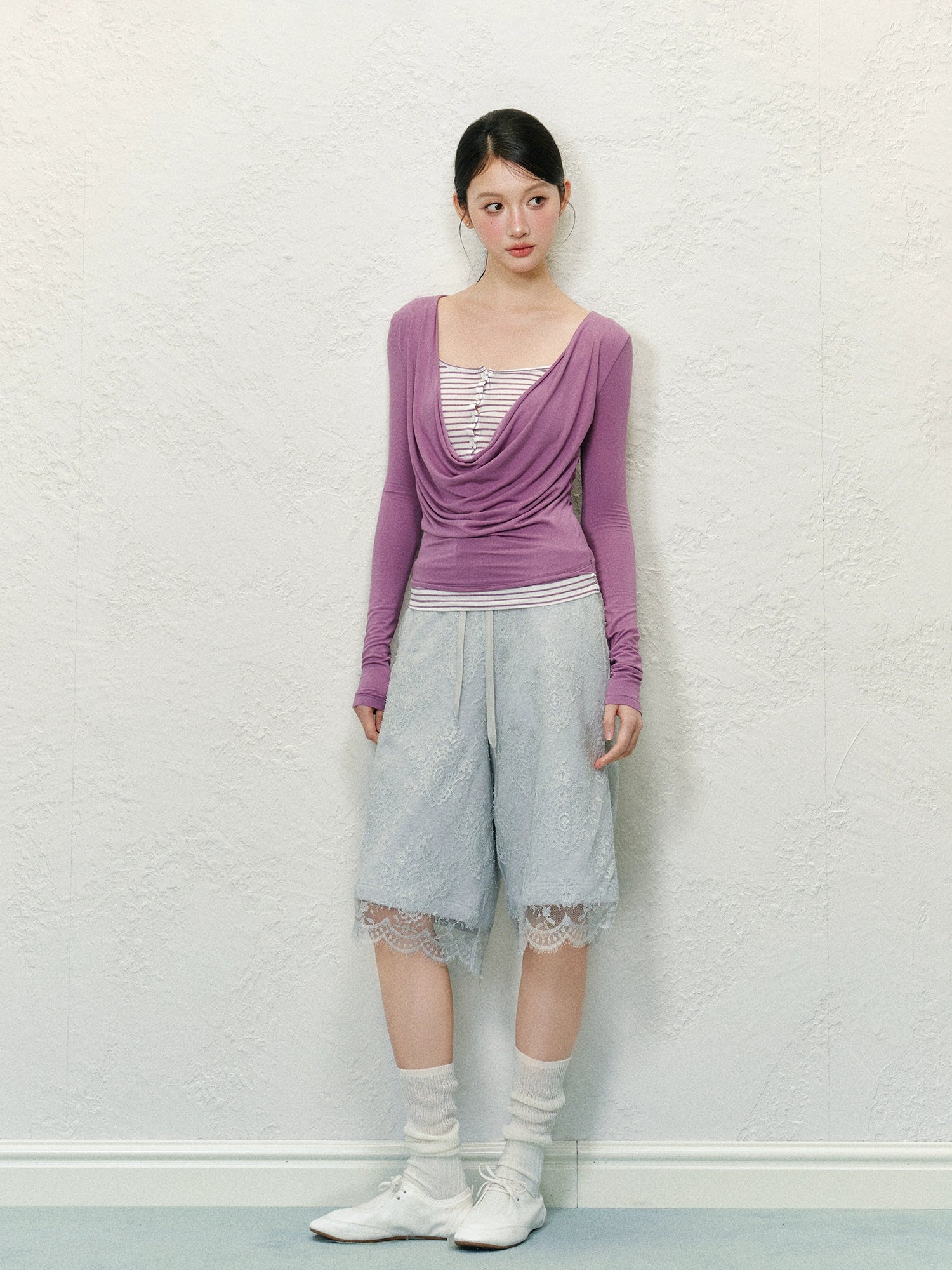 Lace-Trim Wide-Legged Shorts - CHINASQUAD