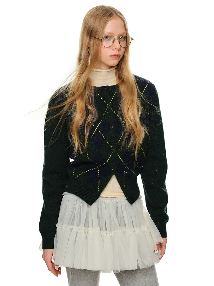 Argyle V-Neck Wool Blend Pullover - CHINASQUAD