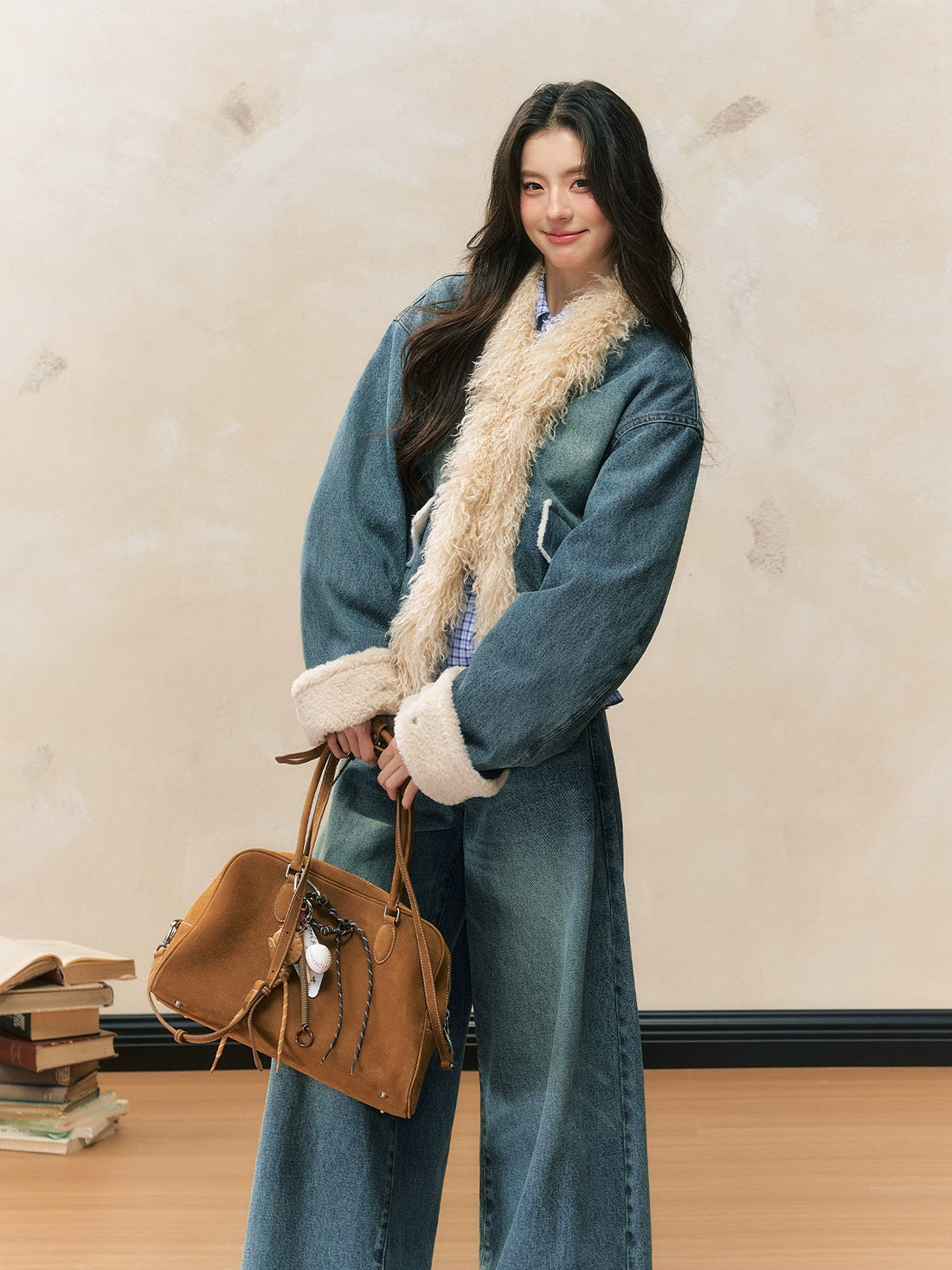 Loose Denim Fur-Trimmed Jacket - CHINASQUAD