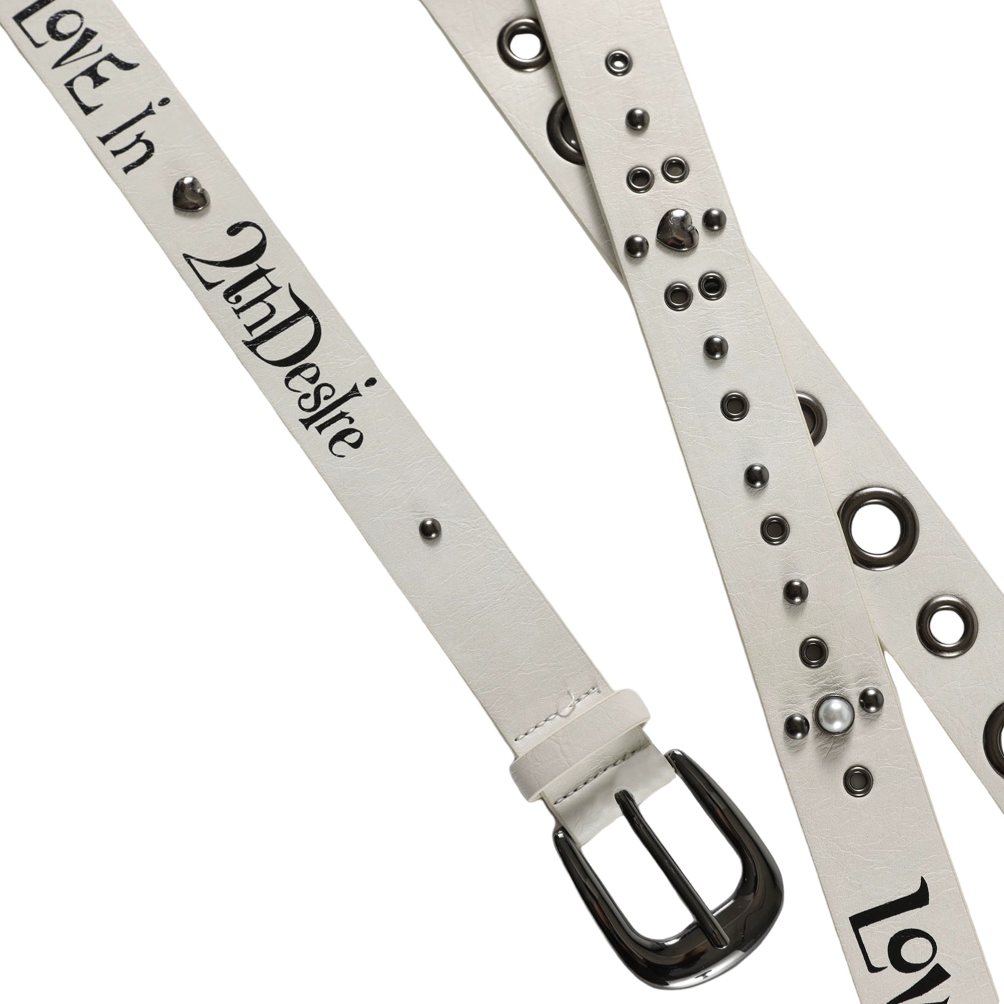Punk Contrast Letter Print Studded Belt - CHINASQUAD