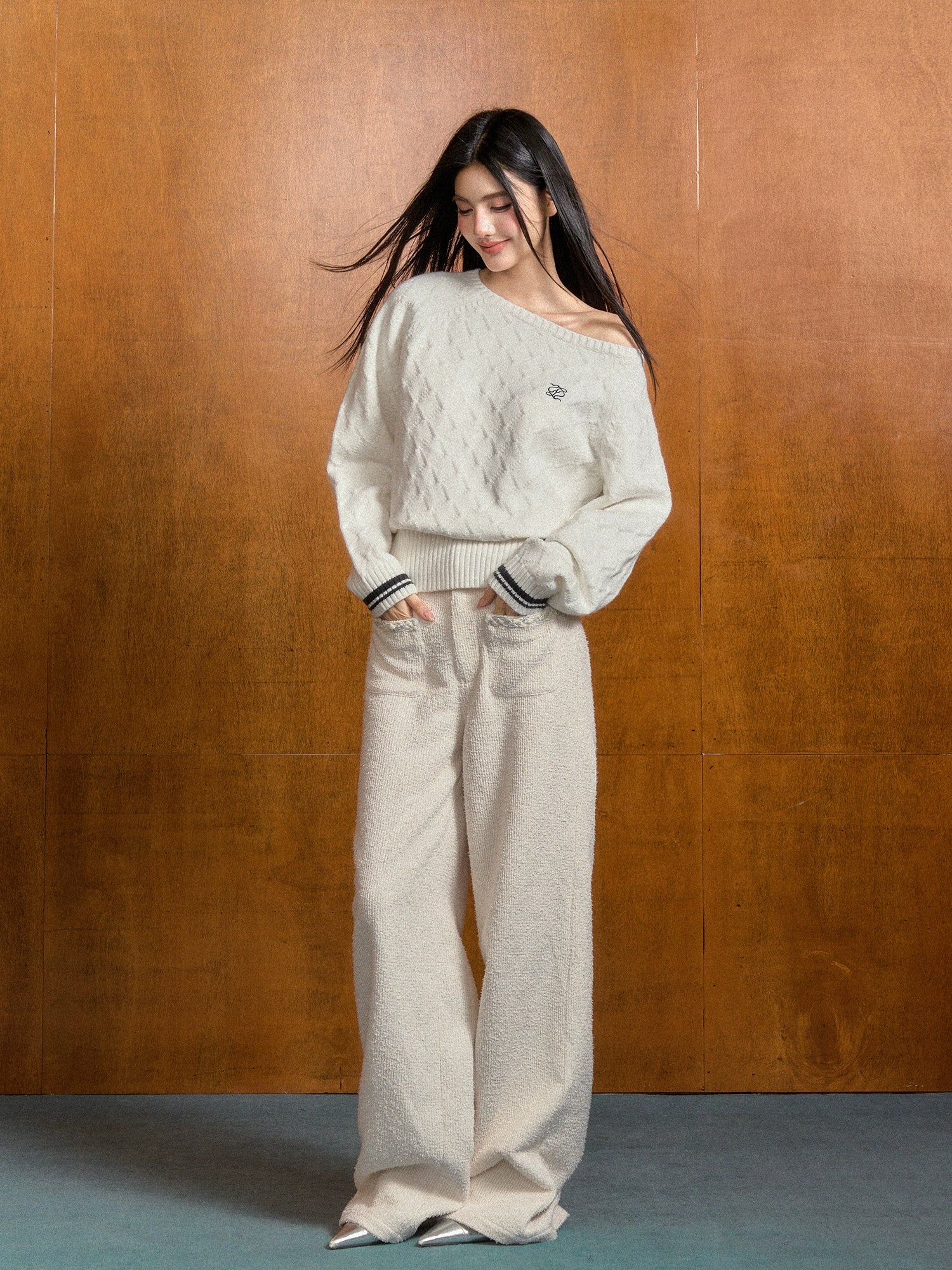 Tweed High-Waist Casual Pants - CHINASQUAD