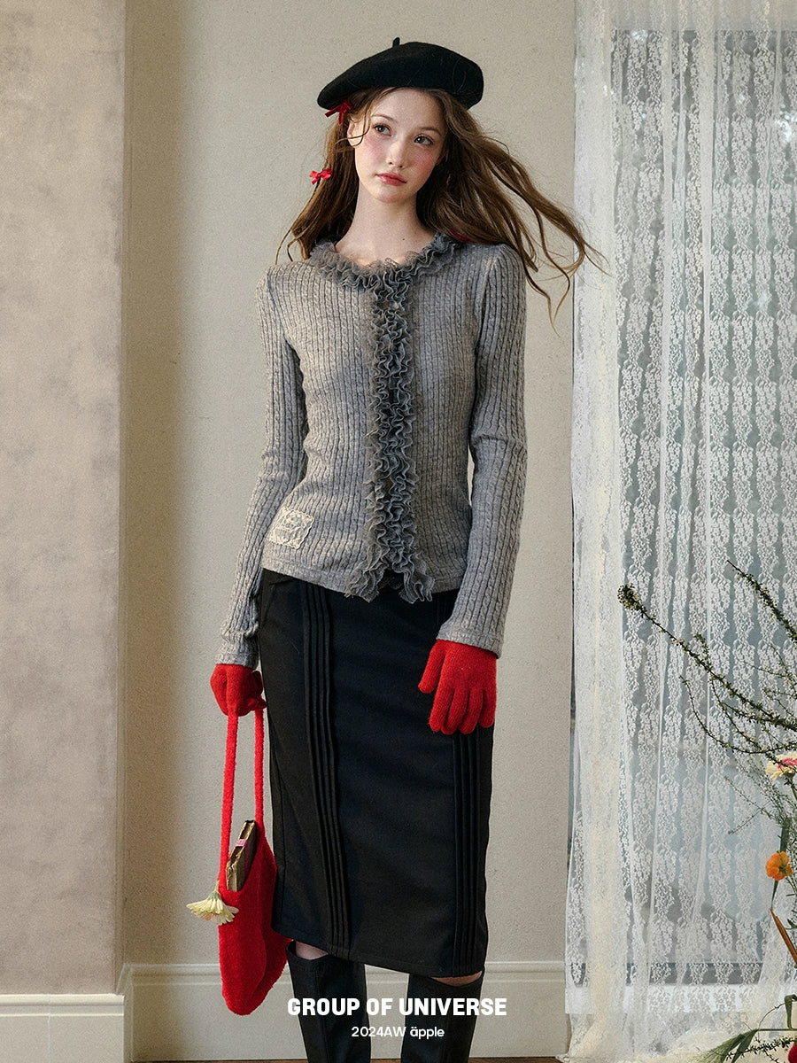 Elastic Knit Cardigan Base Sweater - CHINASQUAD