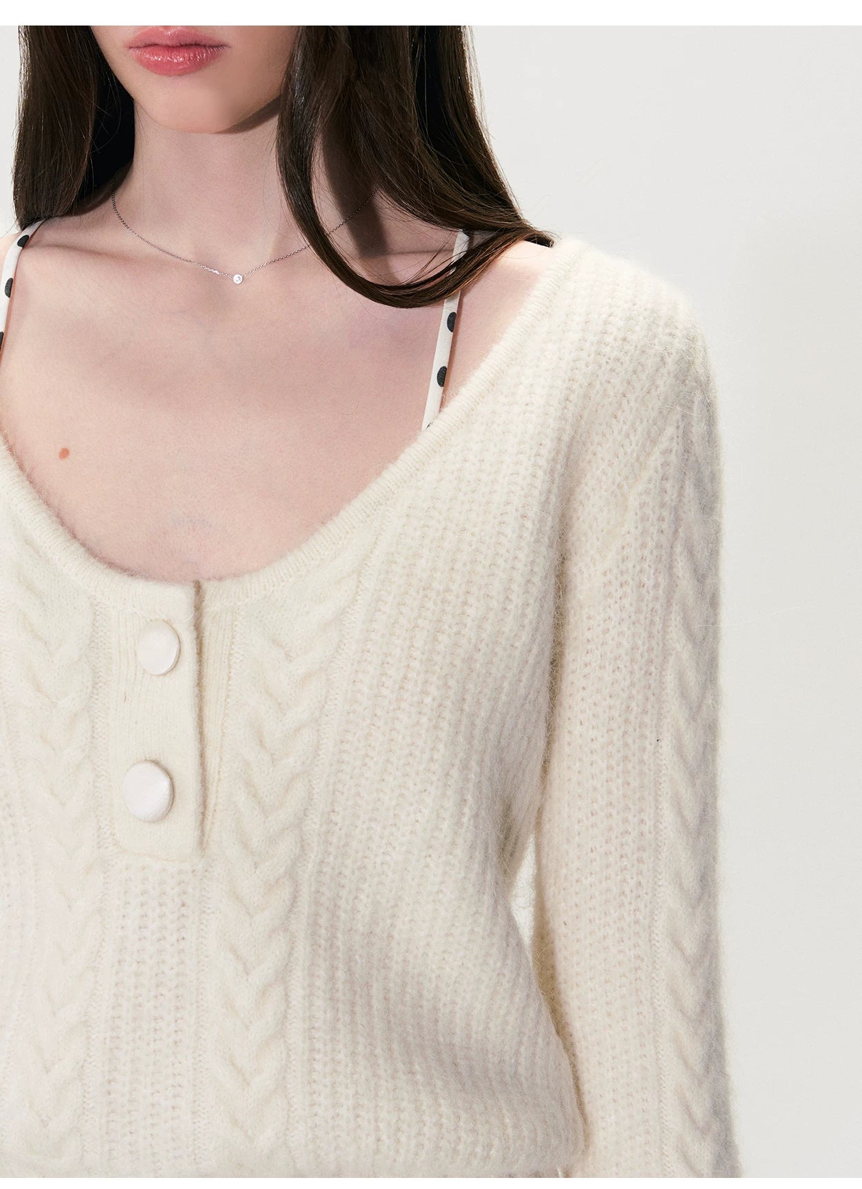 Vintage Cable-Knit V-Neck Sweater