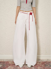 Rose Belt Contrast-Stitch Curved Jeans - CHINASQUAD
